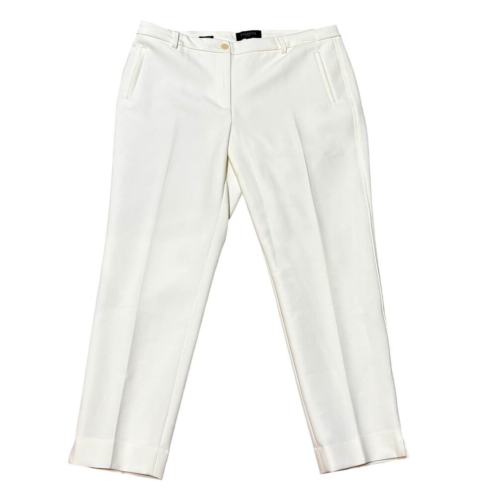 Talbots Hampshire Ankle Pant Ivory Women 12P Lined Straight Leg Mid Rise NWT New